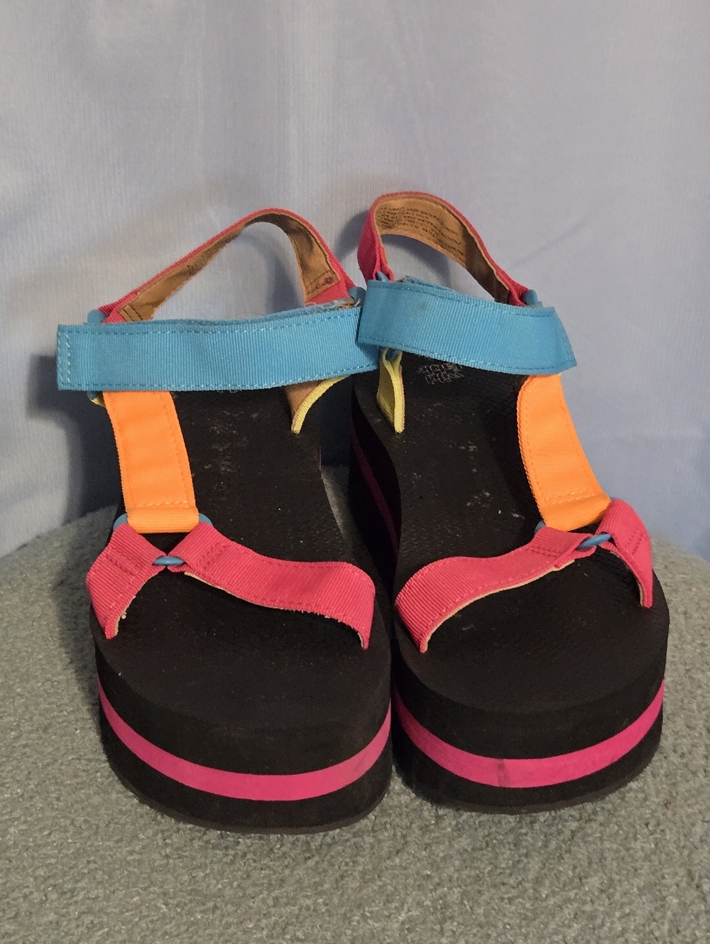 wild fable Black Platform Sandals with Pink, Blue, Orange Straps
